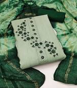 Green colour with embroidered work georgette semi stitched dress with unstitched bottom
