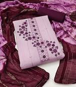 Purple colour with embroidered work georgette semi stitched dress with unstitched bottom