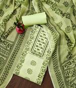 Green colour with embroidered work georgette semi stitched dress with unstitched bottom