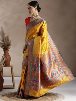 Gold Woven Design Paithani Silk Zari Work Saree 2