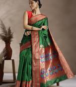 Green Woven Design Paithani Silk Zari Work Saree