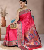 Pink Woven Design Paithani Silk Zari Work Saree