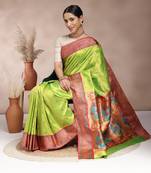 Mint Green Woven Design Paithani Silk Zari Work Saree