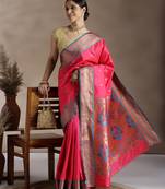 Pink Woven Design Paithani Silk Zari Work Saree