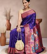 Purple Woven Design Paithani Silk Zari Work Saree