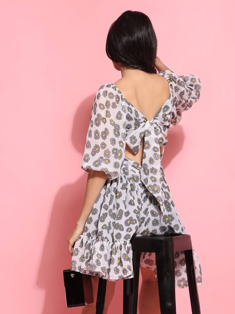 Georgette Above-Knee Women's Western Dress Perfect for Party