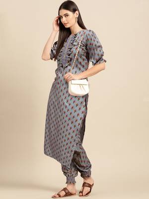 Fashion petals digital print smoking work kurti pair 2