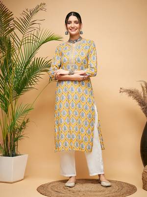 SUNSET BOOTA PRINT GOTA STRAIGHT KURTA PANT SET 1