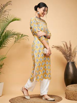 SUNSET BOOTA PRINT GOTA STRAIGHT KURTA PANT SET 2