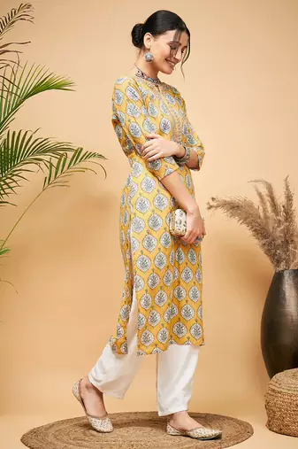 SUNSET BOOTA PRINT GOTA STRAIGHT KURTA PANT SET