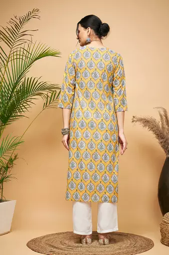 SUNSET BOOTA PRINT GOTA STRAIGHT KURTA PANT SET