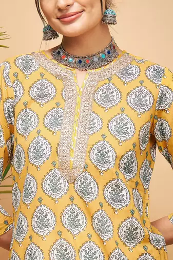 SUNSET BOOTA PRINT GOTA STRAIGHT KURTA PANT SET