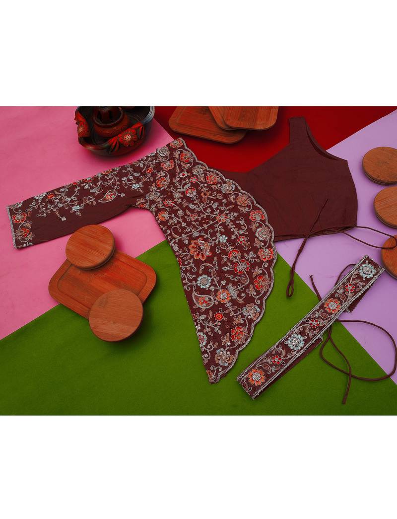 Ready to Wear Lehenga Saree with Embroidered Blouse