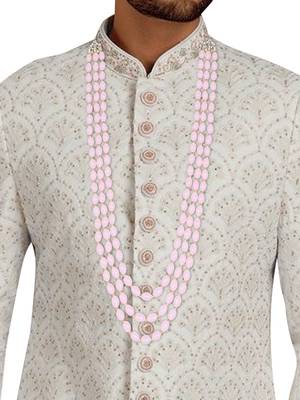 3 Layered Traditional Gold Plated Dulha Moti Mala Maharaja Haar/Groom Necklace For Men  4