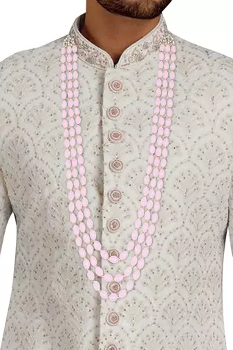 3 Layered Traditional Gold Plated Dulha Moti Mala Maharaja Haar/Groom Necklace For Men 