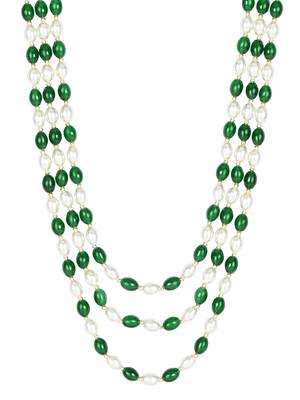 3 Layered Traditional Gold Plated Dulha Moti Mala Maharaja Haar/Groom Necklace For Men  3