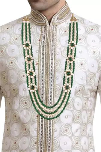 5 Layered Traditional Dulha Moti Mala with Beaded Maharaja Haar/Groom Necklace For Men 