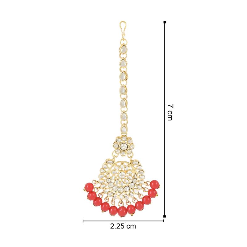 Traditional Elegant Pearl and Kundan Studded Maang Tikka/Headpiece for Women/Girls 