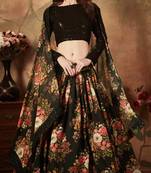 BLACK DORI, ZARI, AND SEQUINS EMBROIDERED & FLORAL ORGANZA LEHENGA CHOLI FOR BRIDE