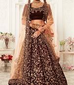 MESMERIZING MAROON THREAD, DORI, AND SEQUINS EMBROIDERED VELVET FABRIC LEHENGA CHOLI FOR BRIDE