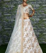 White Slub Silk Dori Sequins & Zari Embroidery Work Wedding Festival Party Wear Designer Lehenga Choli
