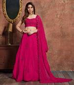 RANI PINK ZARI, SEQUINS, AND DORI EMBROIDERED GEORGETTE SEMI STITCHED LEHENGA