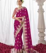 Monjolika fashion's dark magenta colour kora silk saree