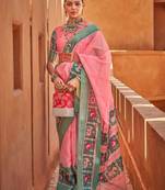 Baby Pink Colour Cotton Silk Patola Printed Designer Saree