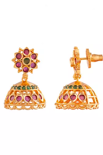 Ruby jhumkis MEDIUM size one gram gold