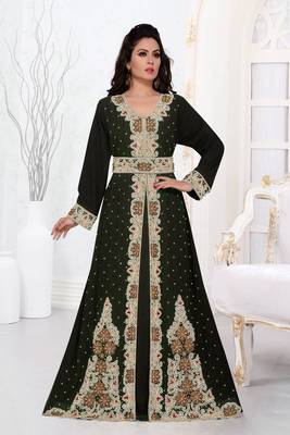 Black color Full Sleeves Handmade Moroccan Kaftan 1