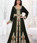 Black color luxurious Full Sleeves Handmade Moroccan Kaftan.