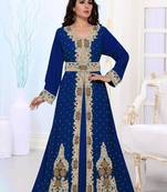 Navy-Blue color luxurious Full Sleeves Handmade Moroccan Kaftan.