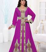 Purple color luxurious Full Sleeves Handmade Moroccan Kaftan .