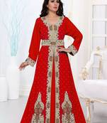Red color luxurious Full Sleeves Handmade Moroccan Kaftan .