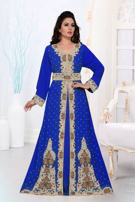 Royal-Blue color Full Sleeves Handmade Moroccan Kaftan  1