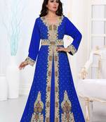 Royal-Blue color luxurious Full Sleeves Handmade Moroccan Kaftan .