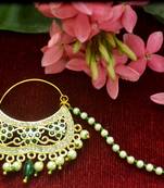 Gold kundan nath or nathni or naath with one pearl line nose-ring