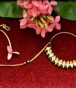 Gold diamond nath or nathni or naath with one golden chain nose-ring