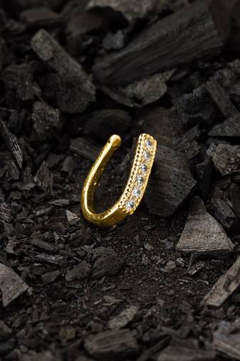 Party allure clip on nose stud or nose clip gold plated with american diamond nose ring