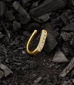 Party allure clip on nose stud or nose clip gold plated with american diamond nose ring