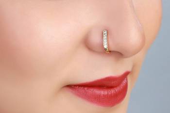 Party allure clip on nose stud or nose clip gold plated with american diamond nose ring 1