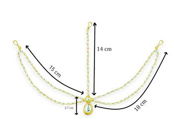 Kundan stone gold pated pearl chain maang tikka 3