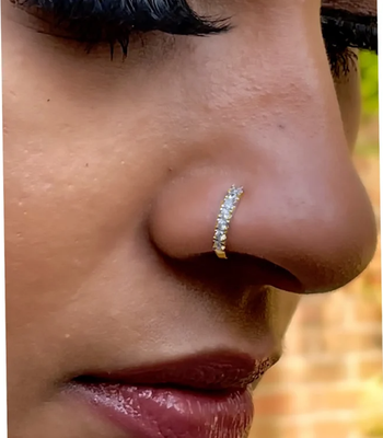 Party allure clip on nose stud or nose clip gold plated with american diamond nose ring 1