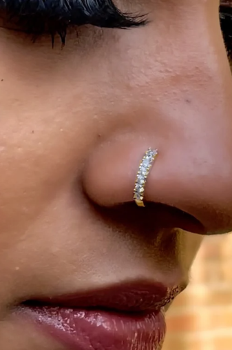 Party allure clip on nose stud or nose clip gold plated with american diamond nose ring