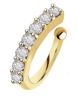 Party allure clip on nose stud or nose clip gold plated with american diamond nose ring 2