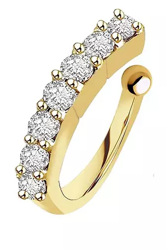 Party allure clip on nose stud or nose clip gold plated with american diamond nose ring