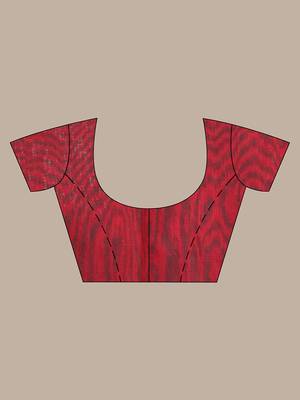 Red cotton saree with zari pallu 5