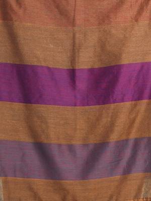 Dark mustard cotton saree with stripes design 4
