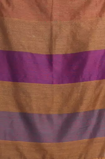 Dark mustard cotton saree with stripes design