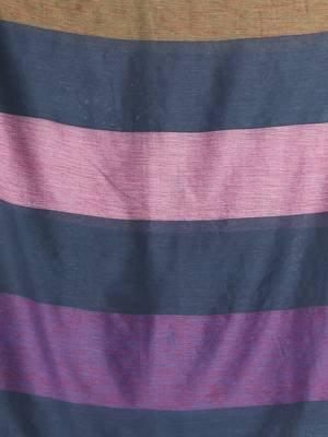 Dark grey cotton saree with stripes design 4